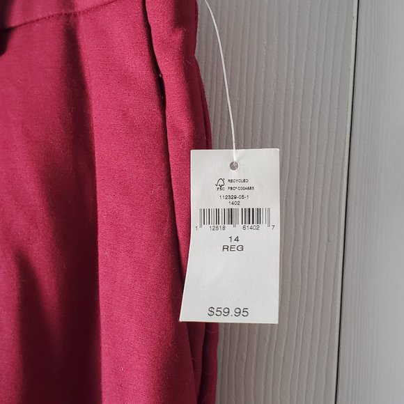 Gap Slim Crop Pants size 14 - Cranberry Red - NWT - Picture 6 of 6